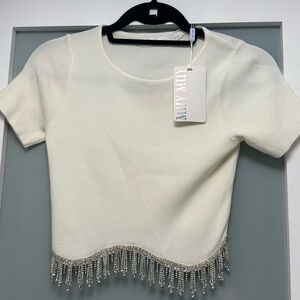 Muy Muy crop top, Creme color in Size Medium